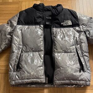The North Face Kids Metallic Silver and Black Puffer Jacket